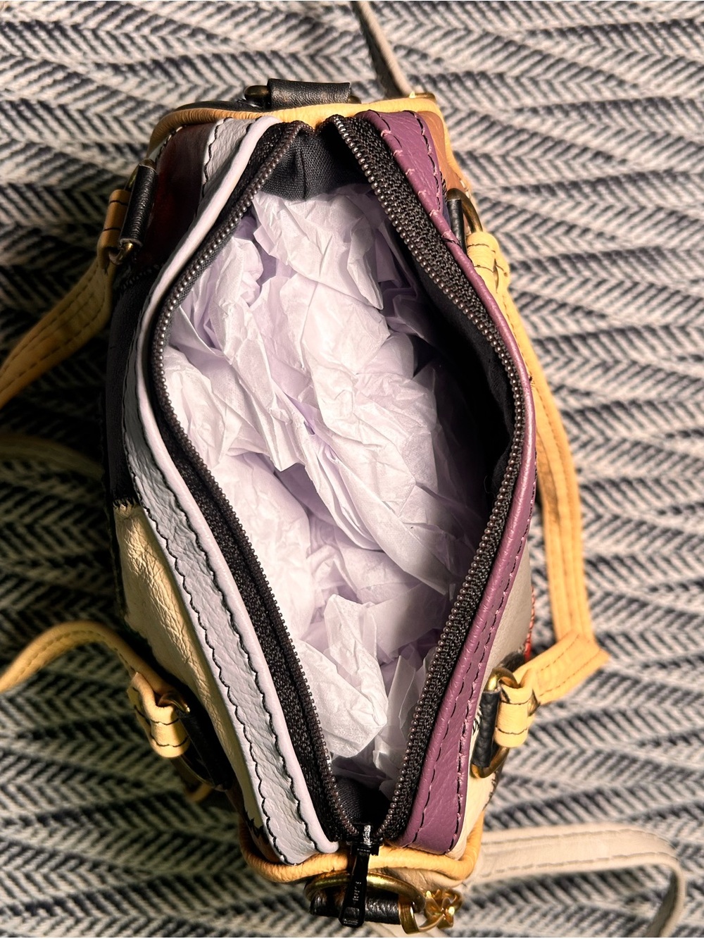 Vintage retro patchwork leather Crossbody Bag - Picture 4 of 5